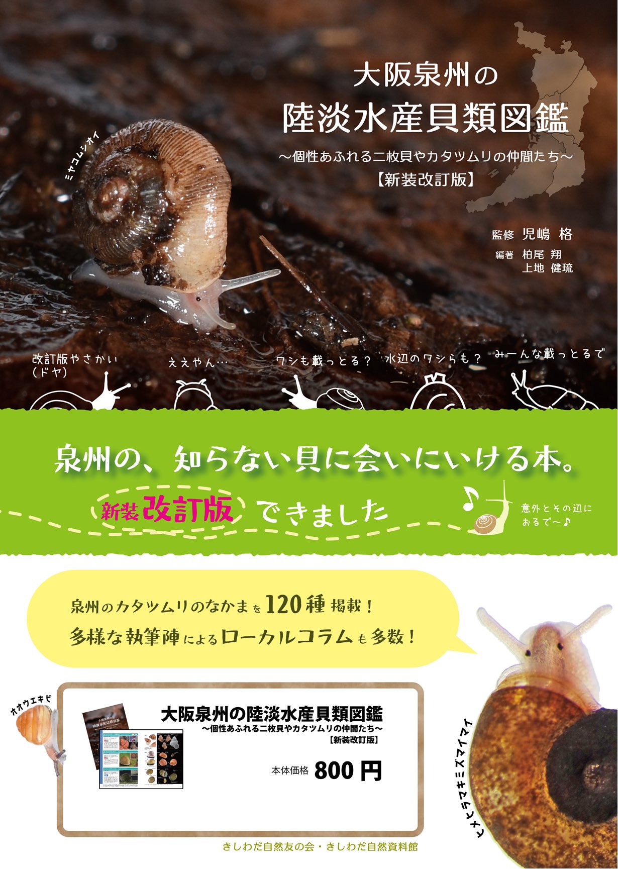 大阪泉州の陸淡水産貝類図鑑【新装改訂版】のチラシ